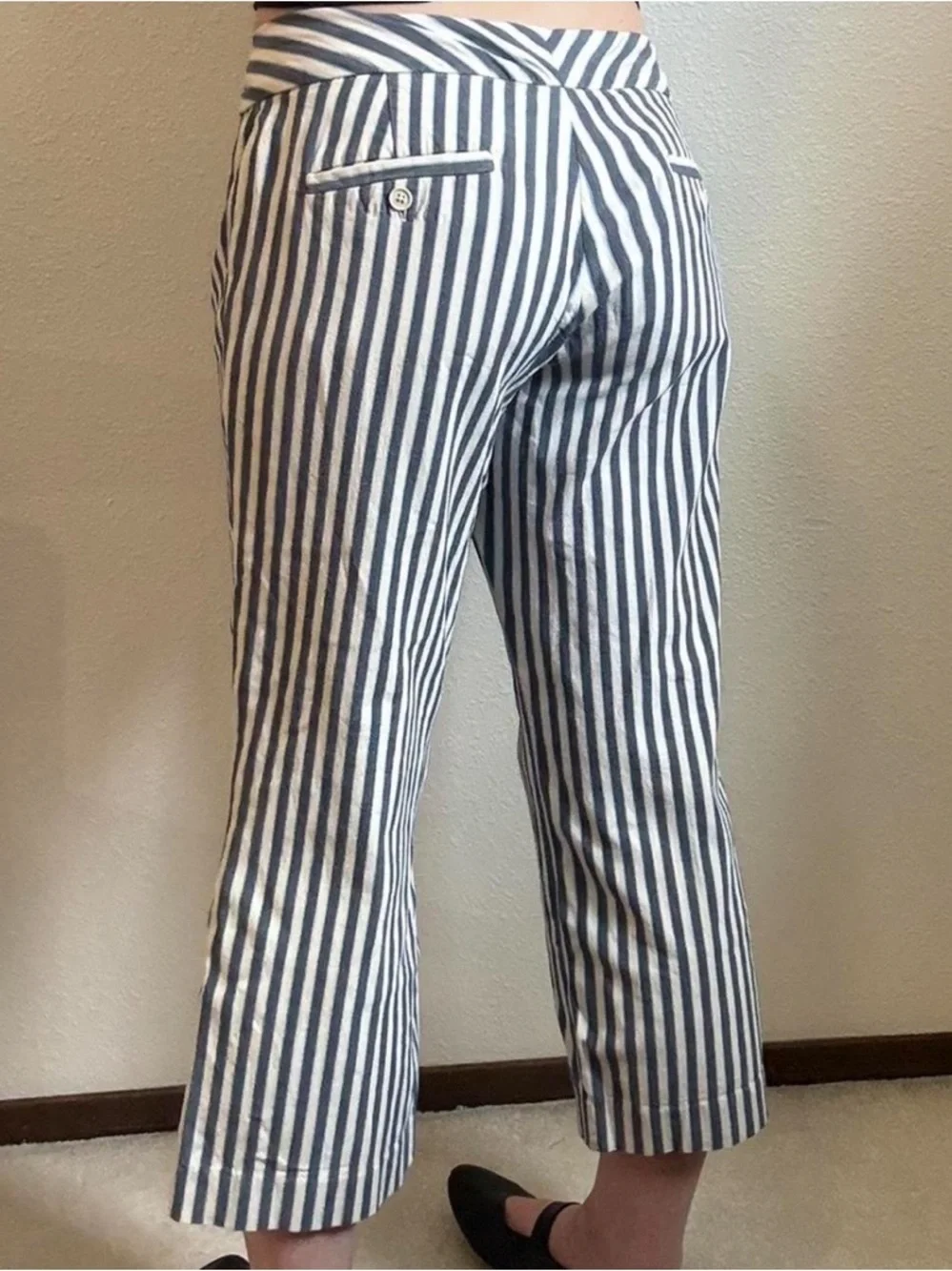 Y2K Gap Low Rise Striped Wide Leg Capris Vintage Twee Boho Coquette - Picture 2 of 8